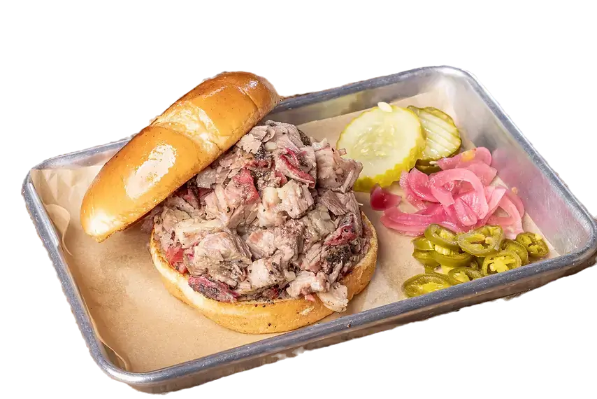 Chopped Beef Brisket or Pulled Pork Sandwich